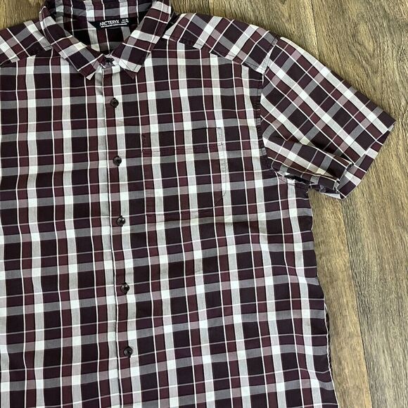 Arc'teryx Mens Size XL Brohm Plaid Cotton Short Sleeve Button Down Shirt Casual - Picture 10 of 12